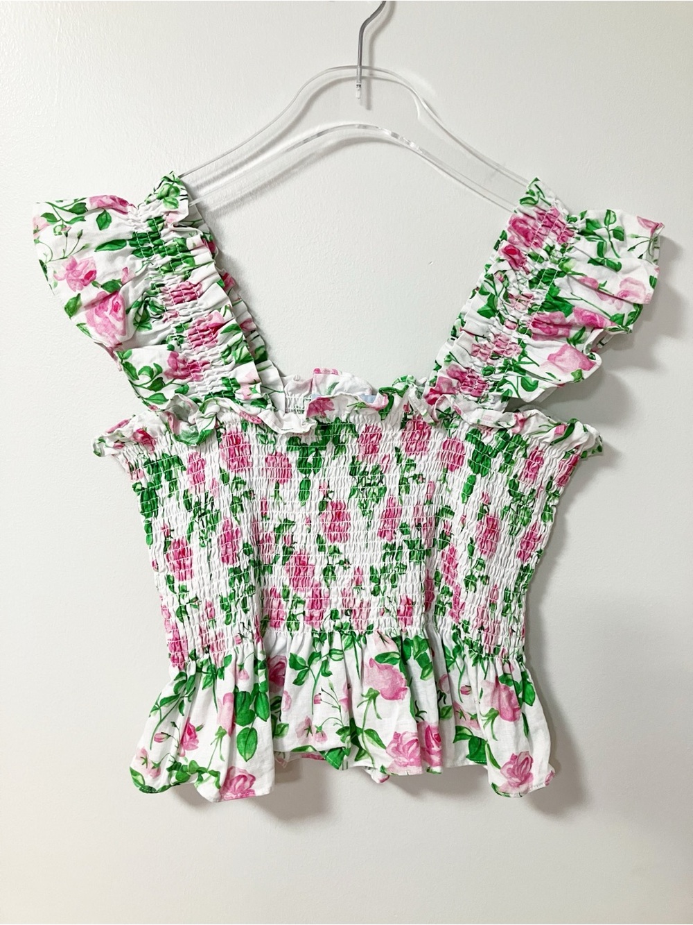 Hill House | White Floral The Paz Smocked Linen Top L Chic Coquette Cottagecore